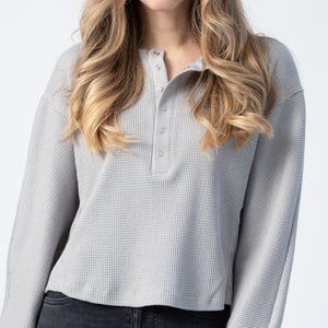 THE RANGE Stark Waffle Knit Henley in Smoke